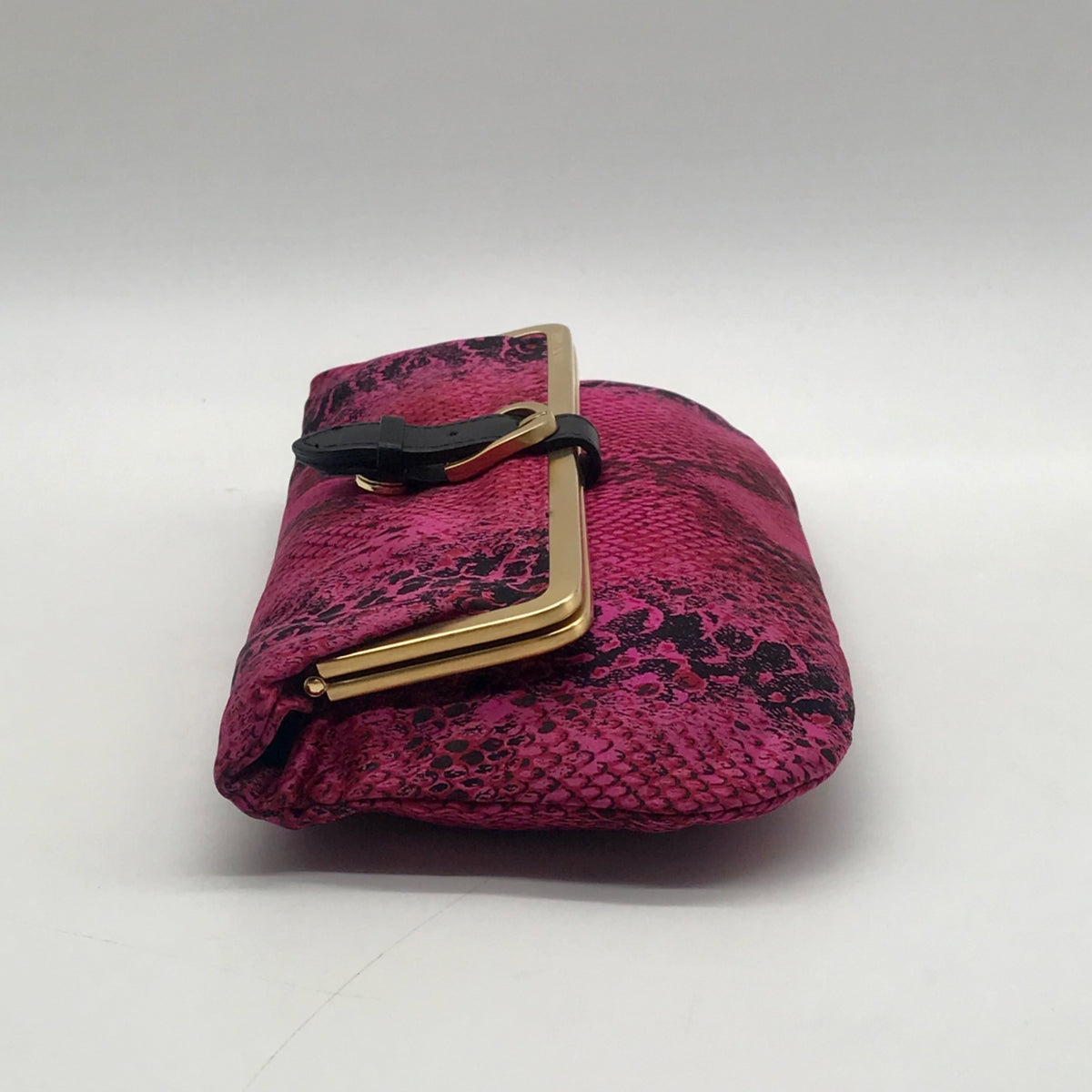Jimmy Choo Pink Leather Python-Print Clutch