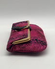Jimmy Choo Pink Leather Python-Print Clutch