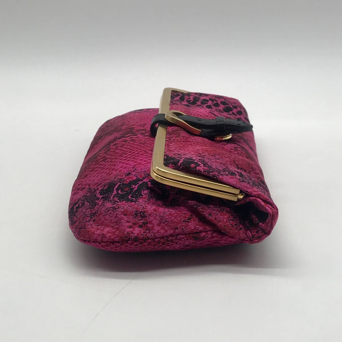 Jimmy Choo Pink Leather Python-Print Clutch