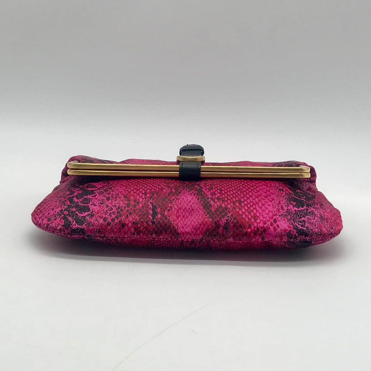 Jimmy Choo Pink Leather Python-Print Clutch