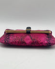 Jimmy Choo Pink Leather Python-Print Clutch