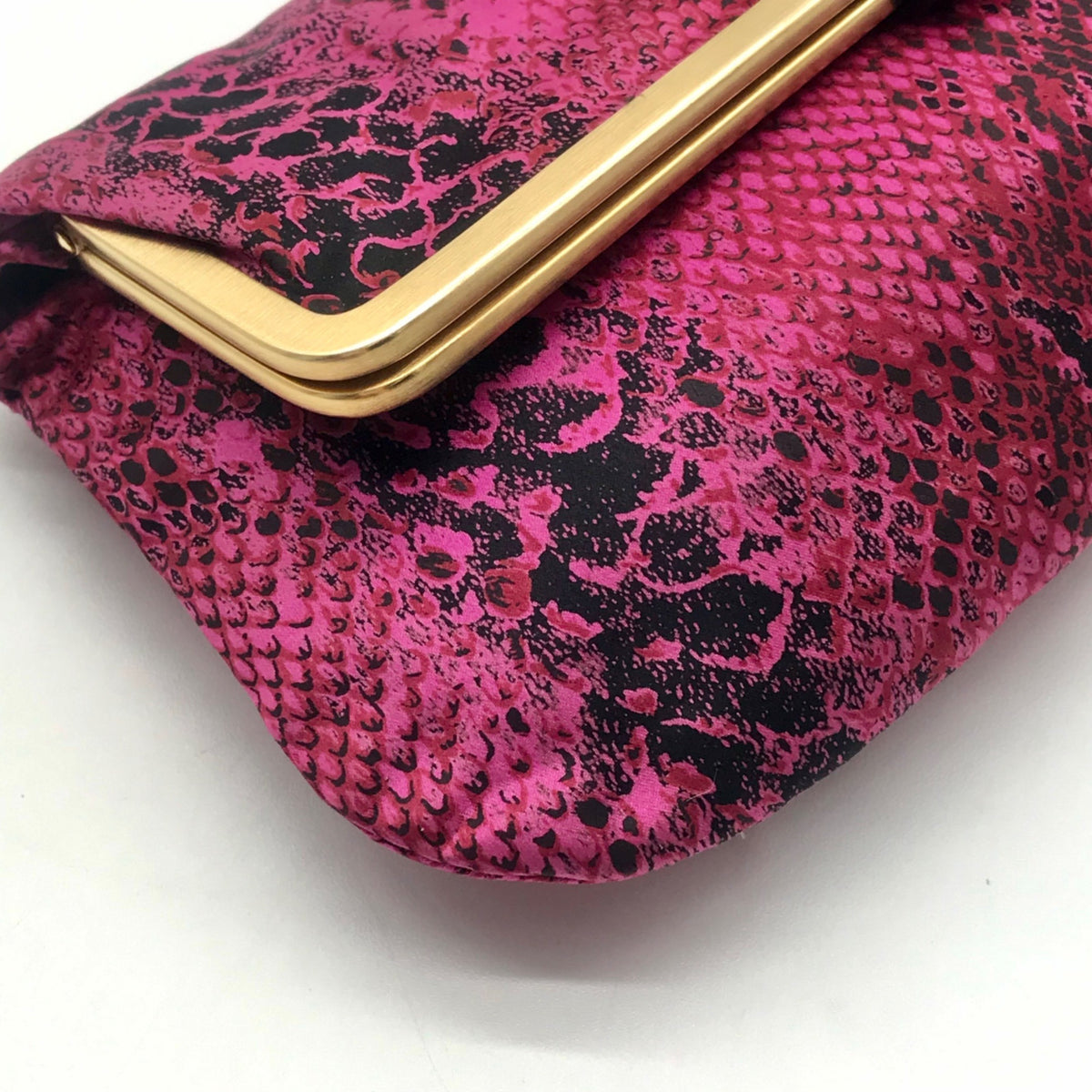 Jimmy Choo Pink Leather Python-Print Clutch