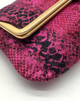 Jimmy Choo Pink Leather Python-Print Clutch