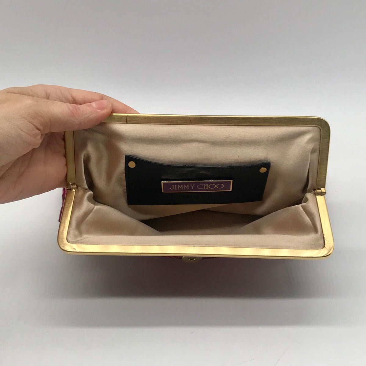 Jimmy Choo Pink Leather Python-Print Clutch