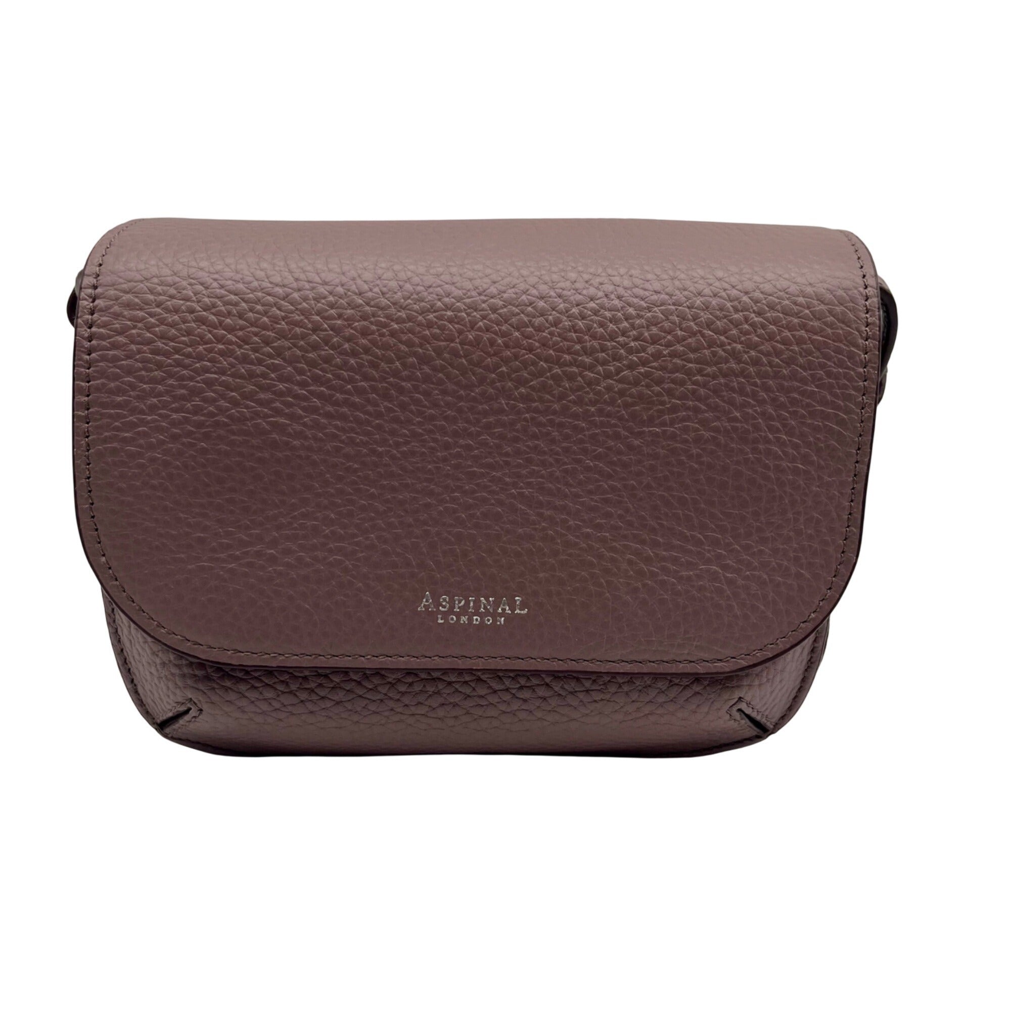 Aspinal Lavender Taupe Pebbled Leather Crossbody