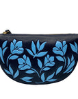 Draper James Blue Floral Leather Half Moon Wristlet