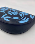 Draper James Blue Floral Leather Half Moon Wristlet