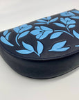 Draper James Blue Floral Leather Half Moon Wristlet
