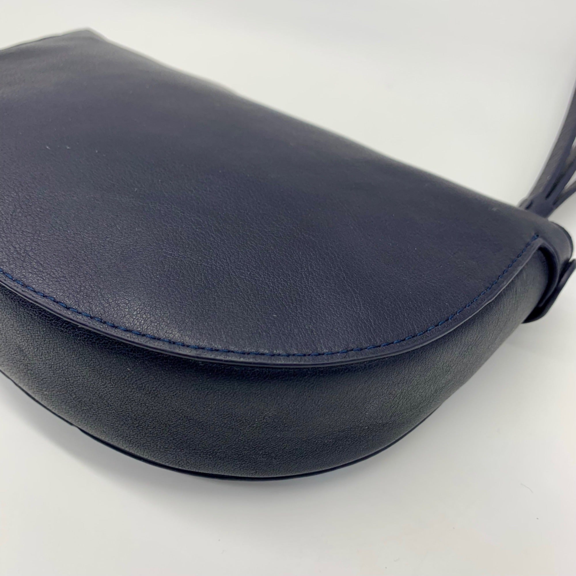 Draper James Blue Floral Leather Half Moon Wristlet