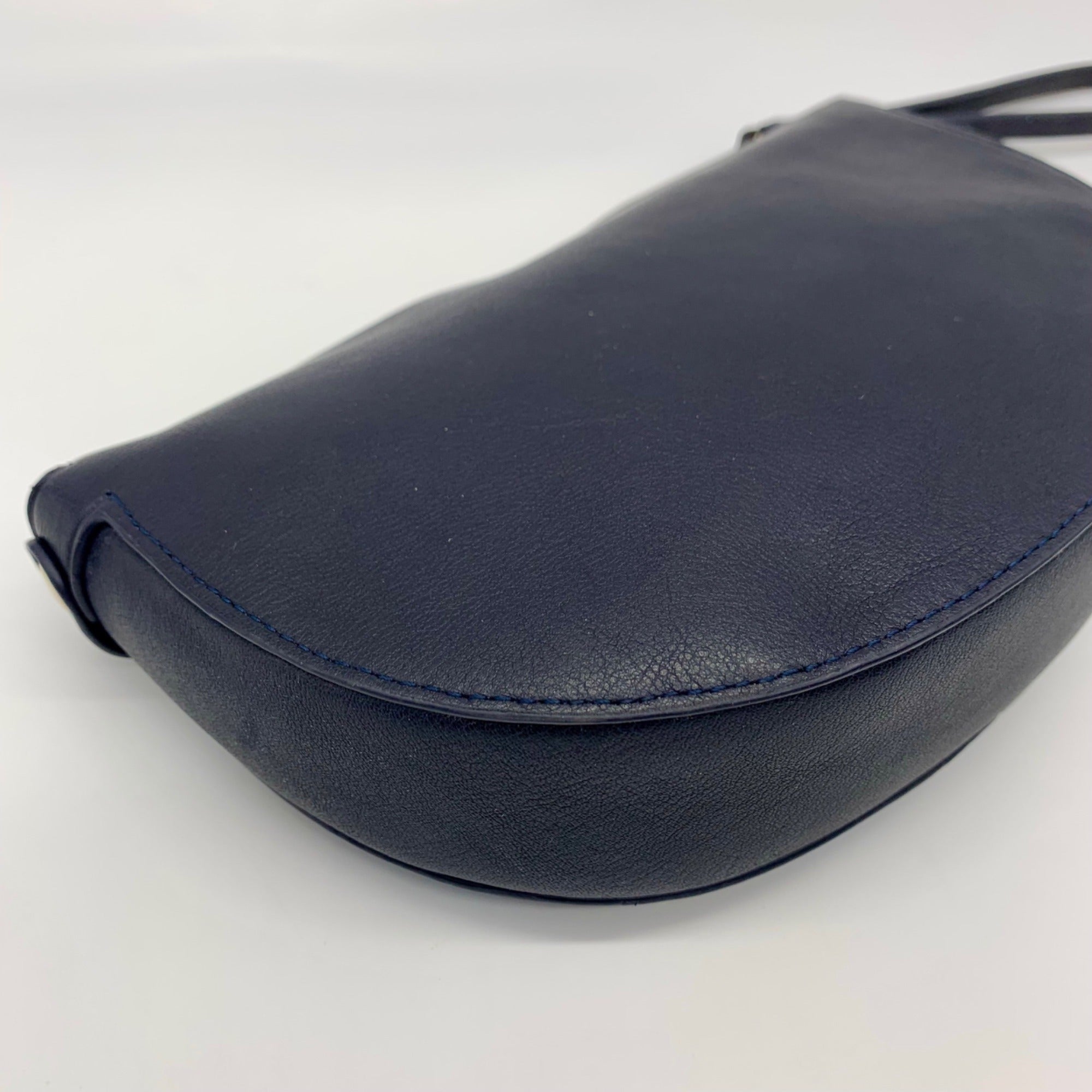 Draper James Blue Floral Leather Half Moon Wristlet