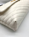 Tory Burch Ivory Leather Kira Chevron Convertible Shoulder Bag