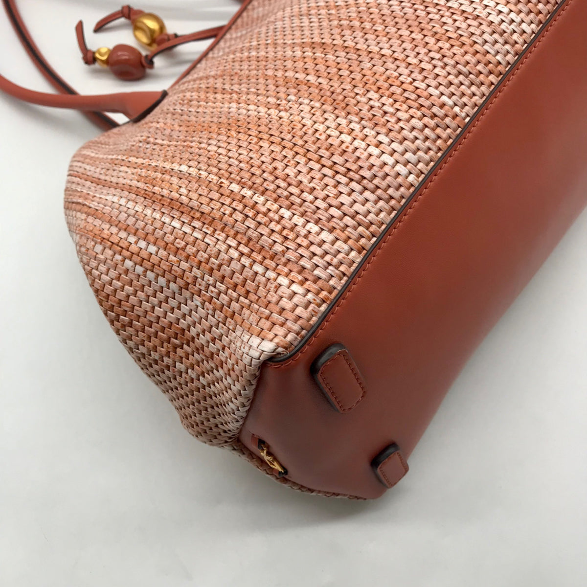 Donna Karan Salmon Raffia Weekend Tote Bag