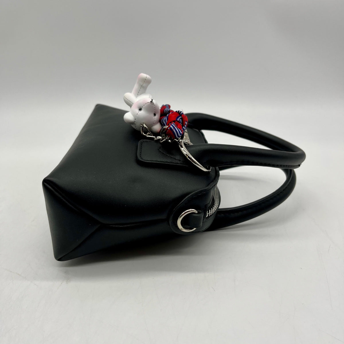Steve Madden Black Faux Leather Bmelodie Small East/ West Bag with Scarf