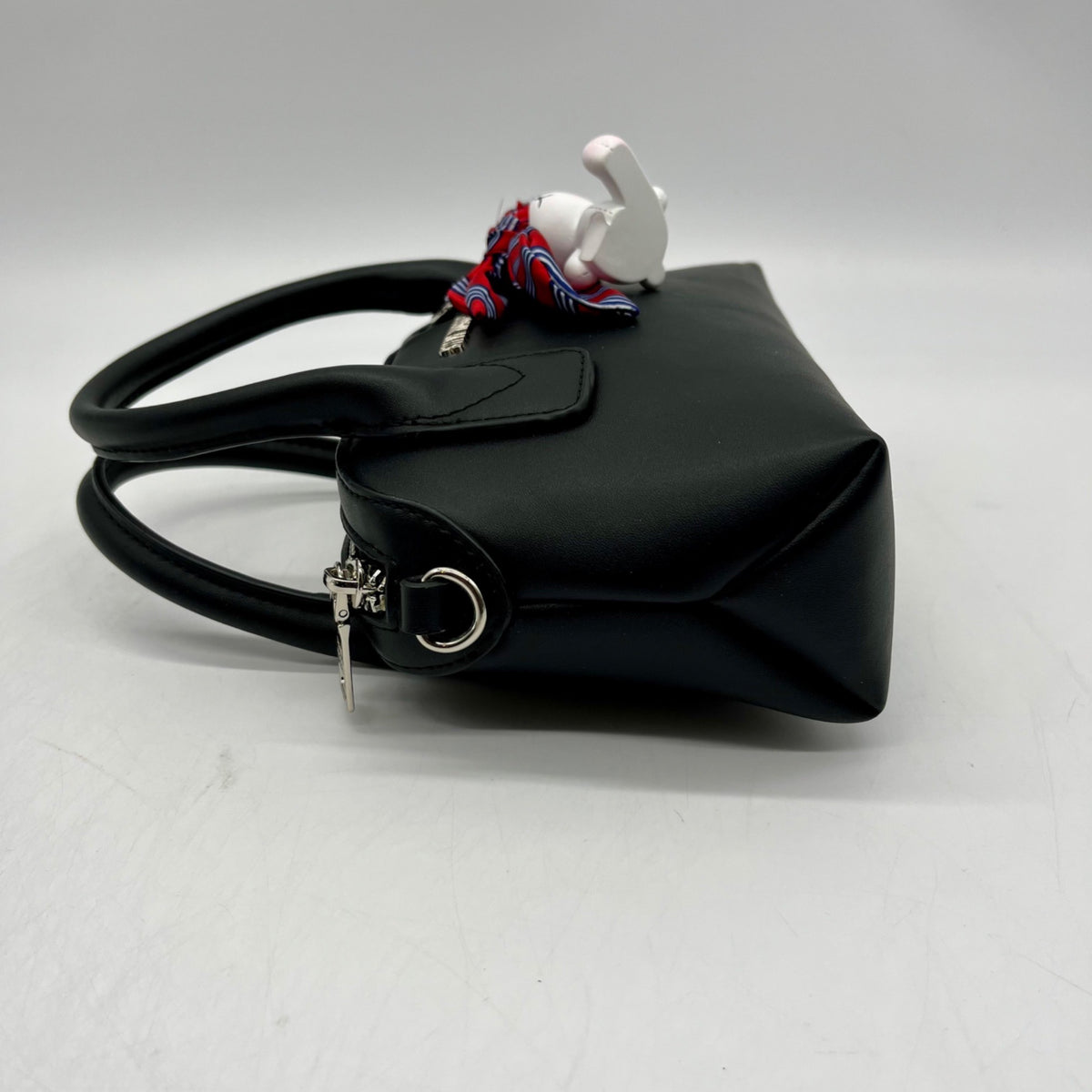 Steve Madden Black Faux Leather Bmelodie Small East/ West Bag with Scarf