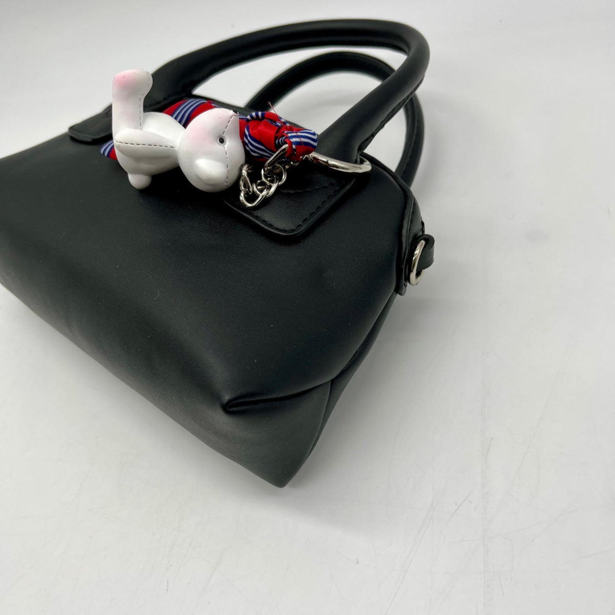 Steve Madden Black Faux Leather Bmelodie Small East/ West Bag with Scarf