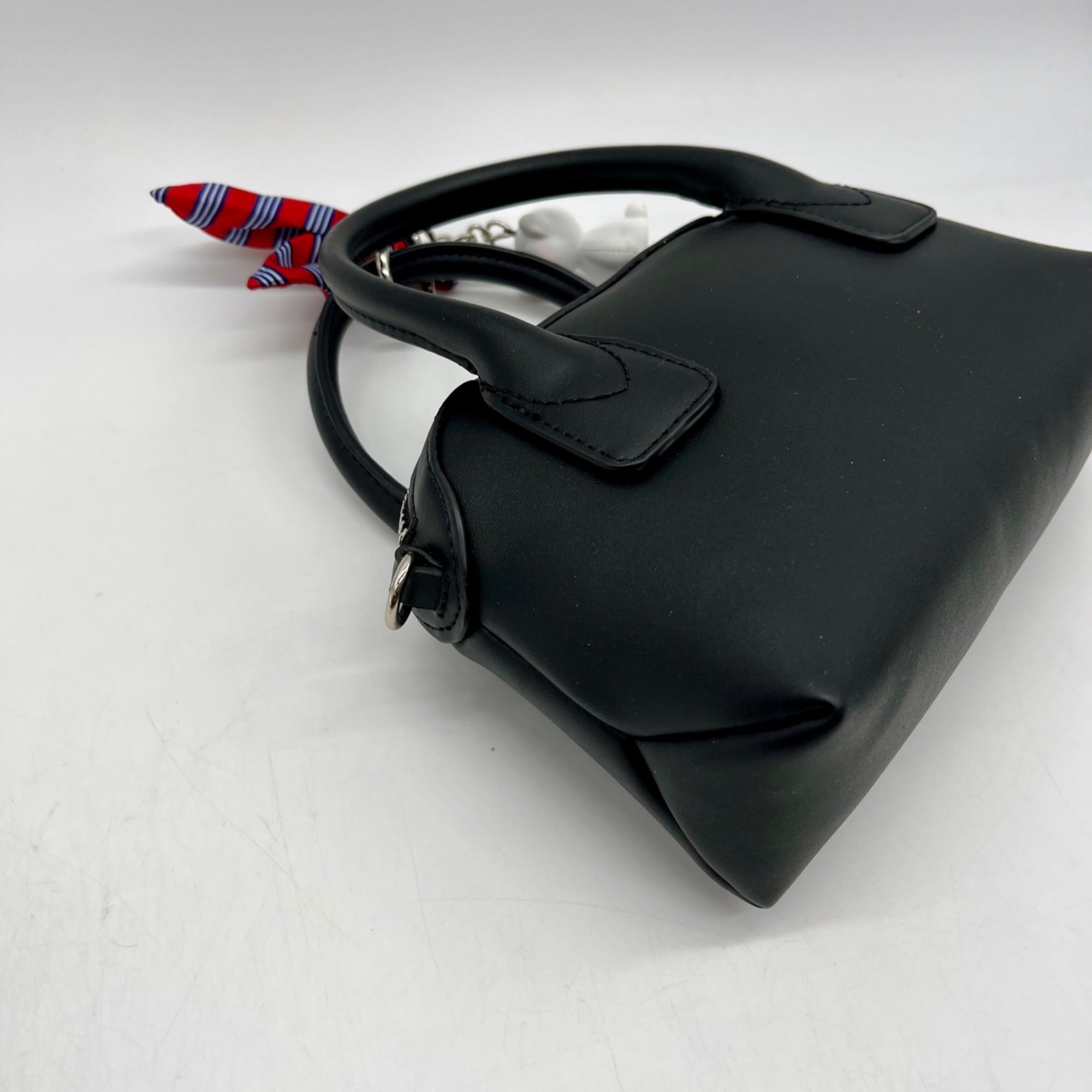 Steve Madden Black Faux Leather Bmelodie Small East/ West Bag with Scarf