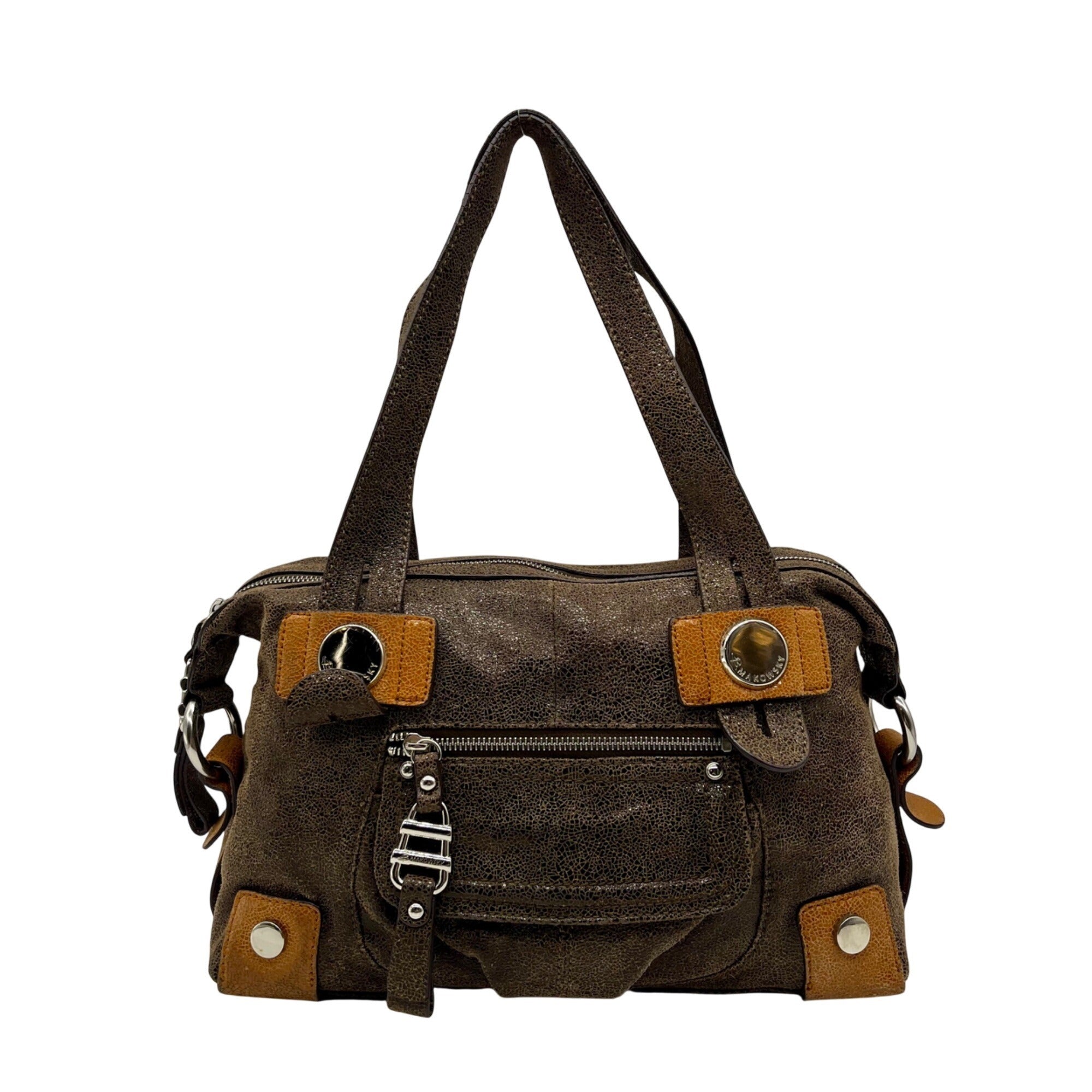 B. Makowsky Brown Leather Shoulder Bag
