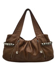 B. Makowsky Brown Pebbled Leather Slouchy Shoulder Bag