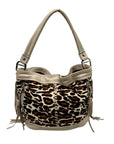 B. Makowsky Leopard-Print Leather Shoulder Bag