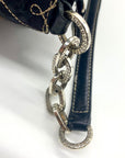 Brighton Black Fabric Heart Embroidery Shoulder Bag