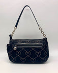 Brighton Black Fabric Heart Embroidery Shoulder Bag