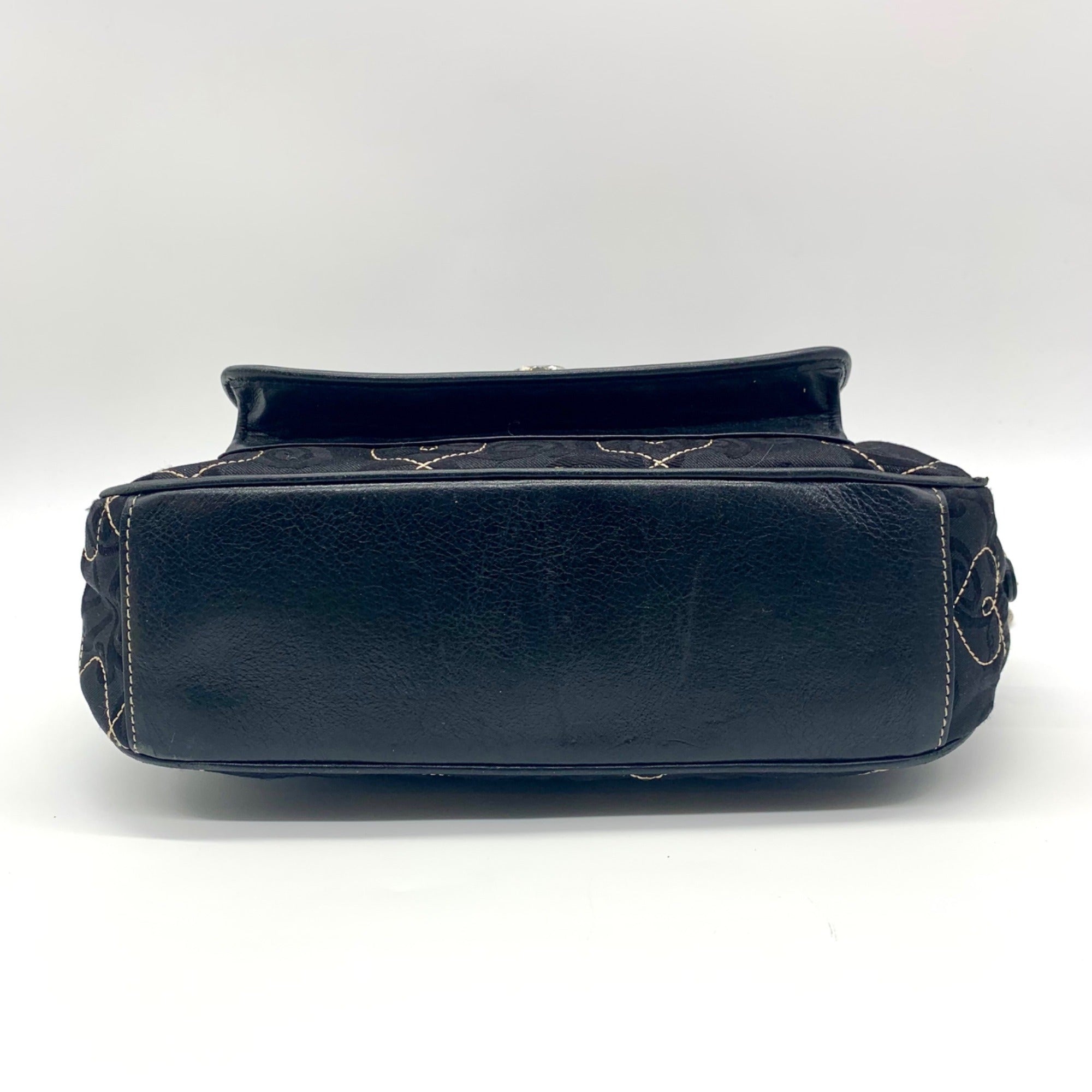 Brighton Black Fabric Heart Embroidery Shoulder Bag