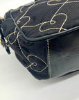Brighton Black Fabric Heart Embroidery Shoulder Bag