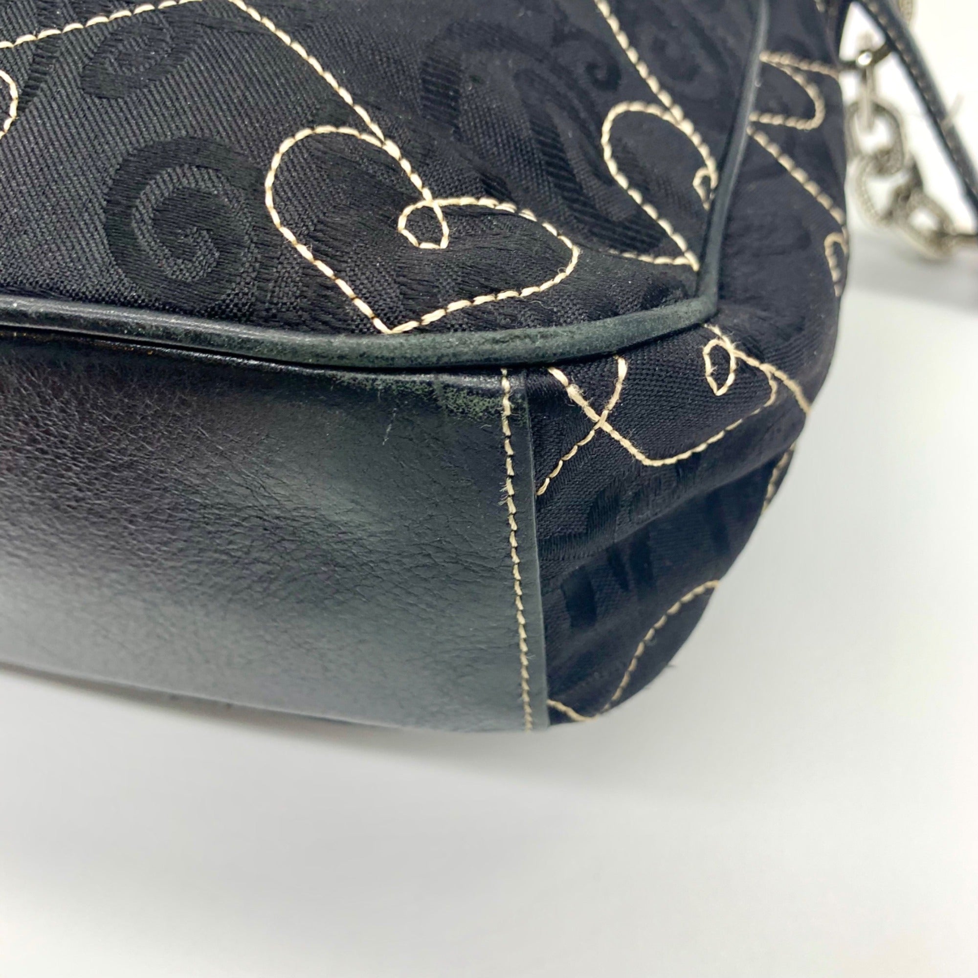 Brighton Black Fabric Heart Embroidery Shoulder Bag