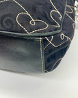 Brighton Black Fabric Heart Embroidery Shoulder Bag
