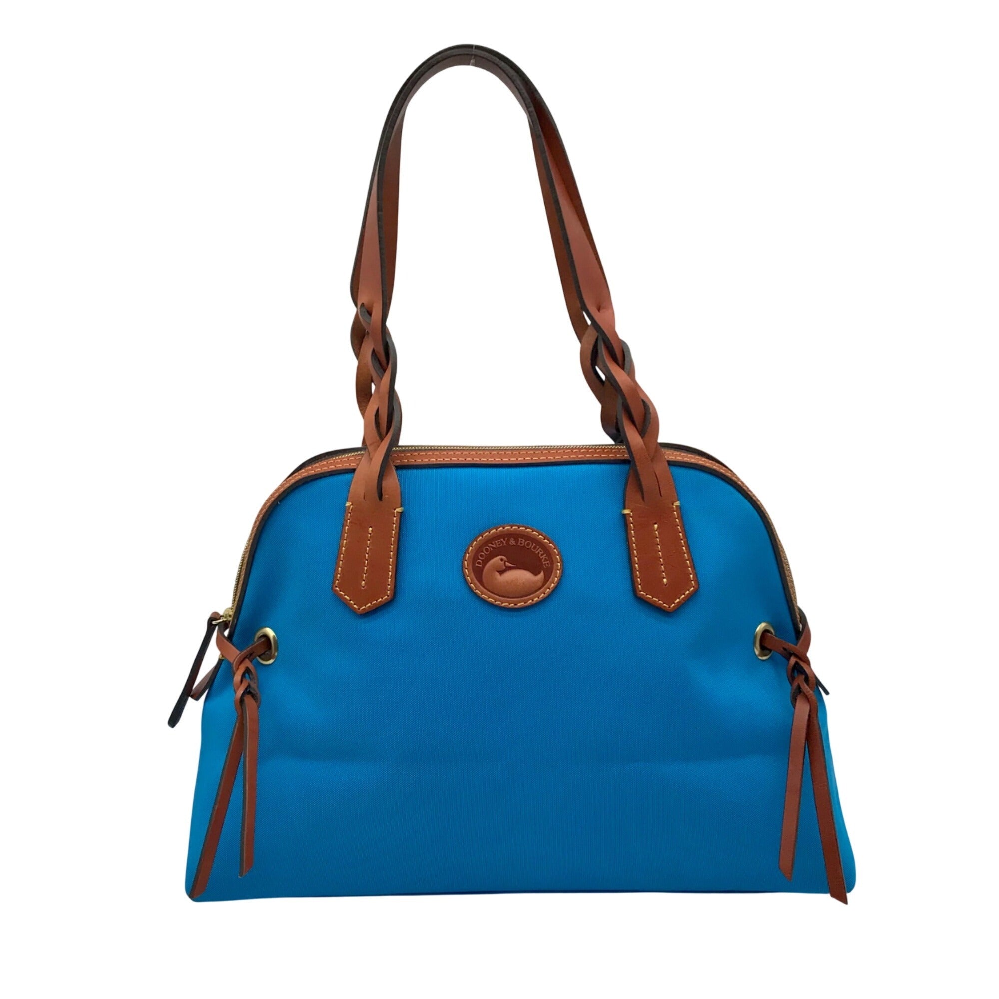 Dooney &amp; Bourke Blue And Brown Canvas Tote Bag