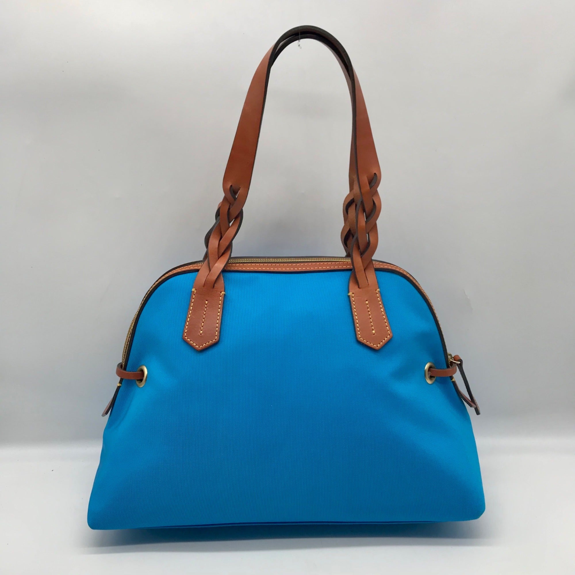 Dooney &amp; Bourke Blue And Brown Canvas Tote Bag