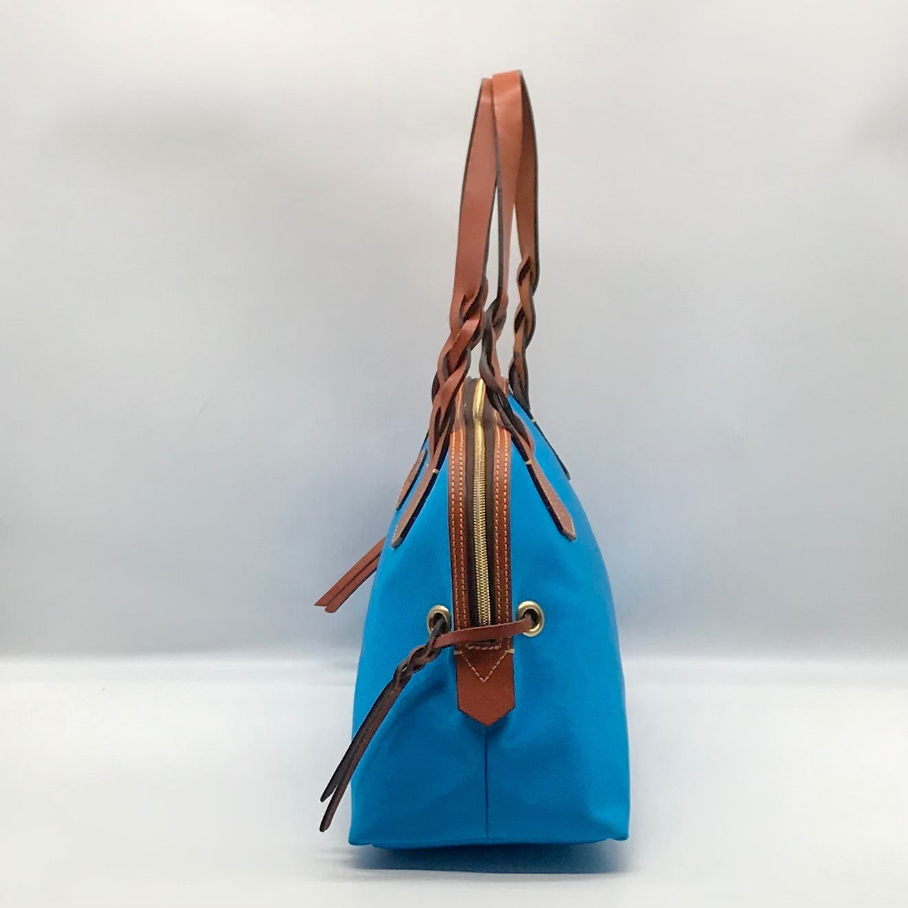 Dooney &amp; Bourke Blue And Brown Canvas Tote Bag