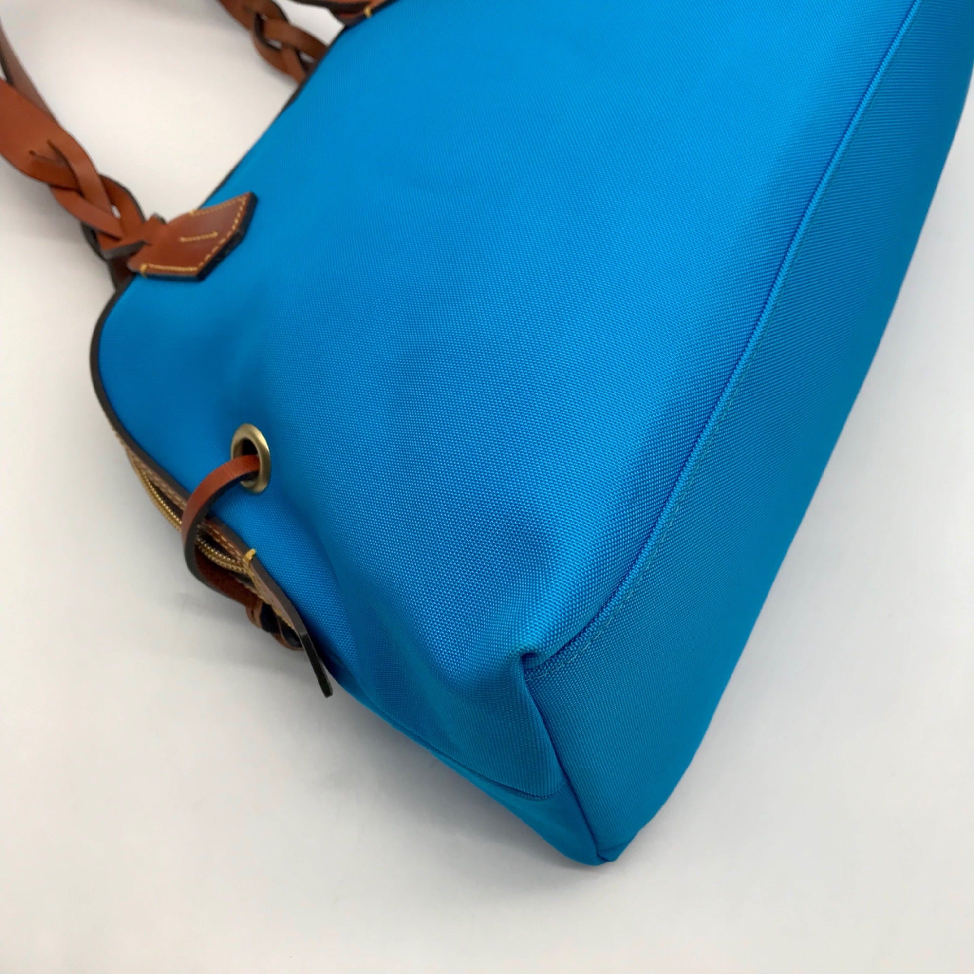 Dooney &amp; Bourke Blue And Brown Canvas Tote Bag