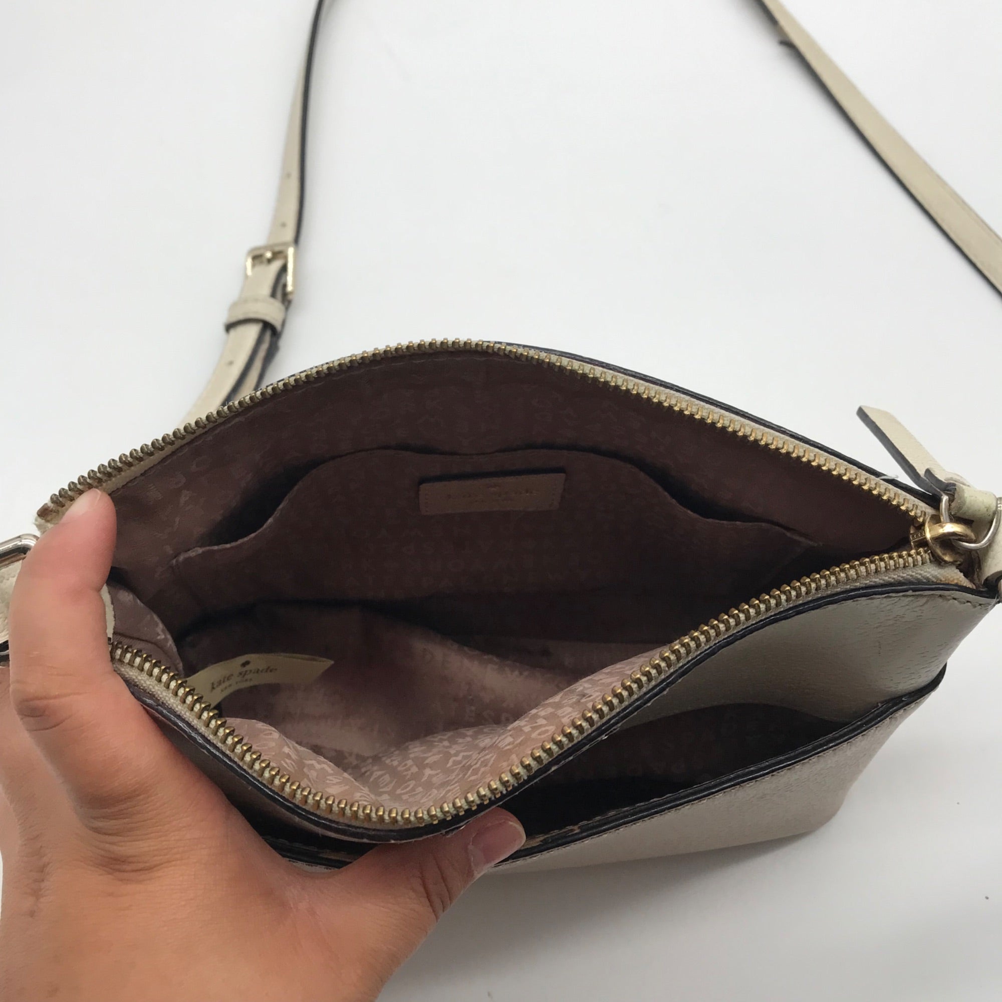 Kate Spade Mauve &amp; Ivory Pebbled Leather Grove Street Millie Crossbody Bag
