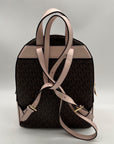Michael Kors Brown & Pink Monogram Coated Canvas Jaycee Backpack