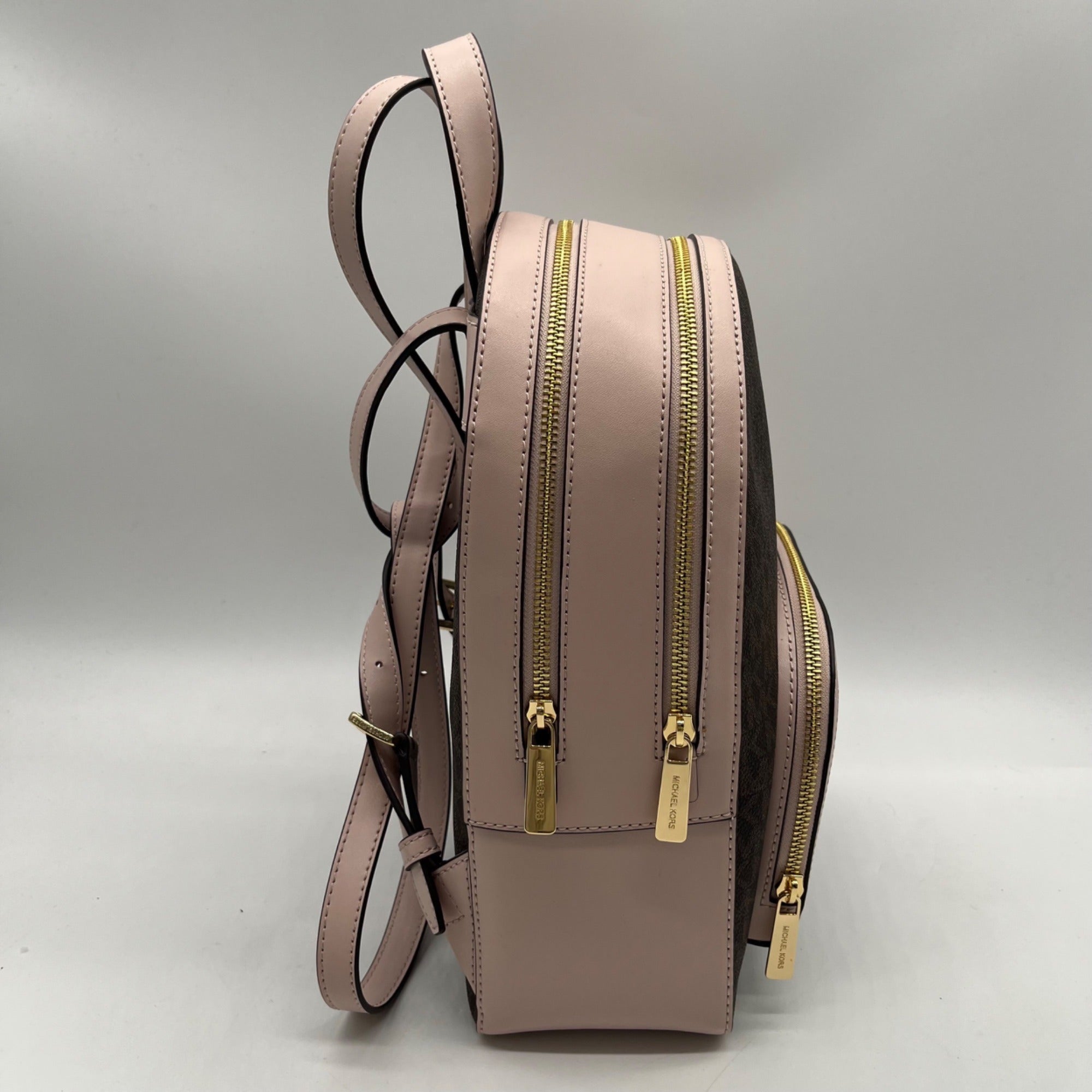 Michael Kors Brown &amp; Pink Monogram Coated Canvas Jaycee Backpack