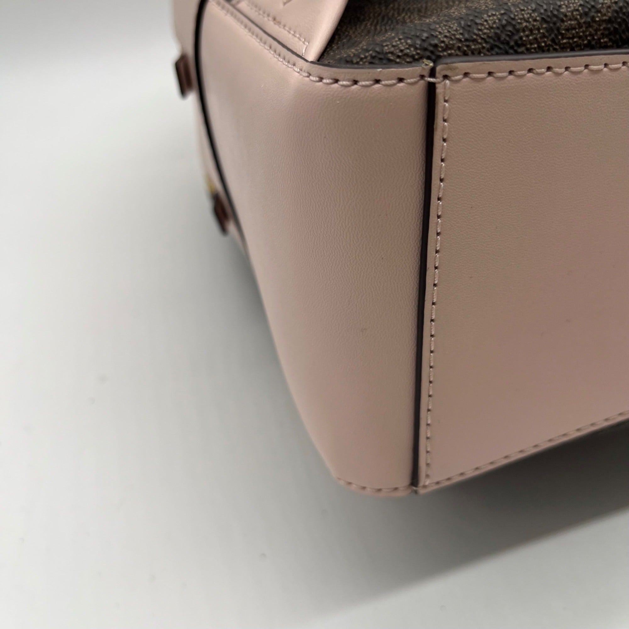 Michael Kors Brown &amp; Pink Monogram Coated Canvas Jaycee Backpack