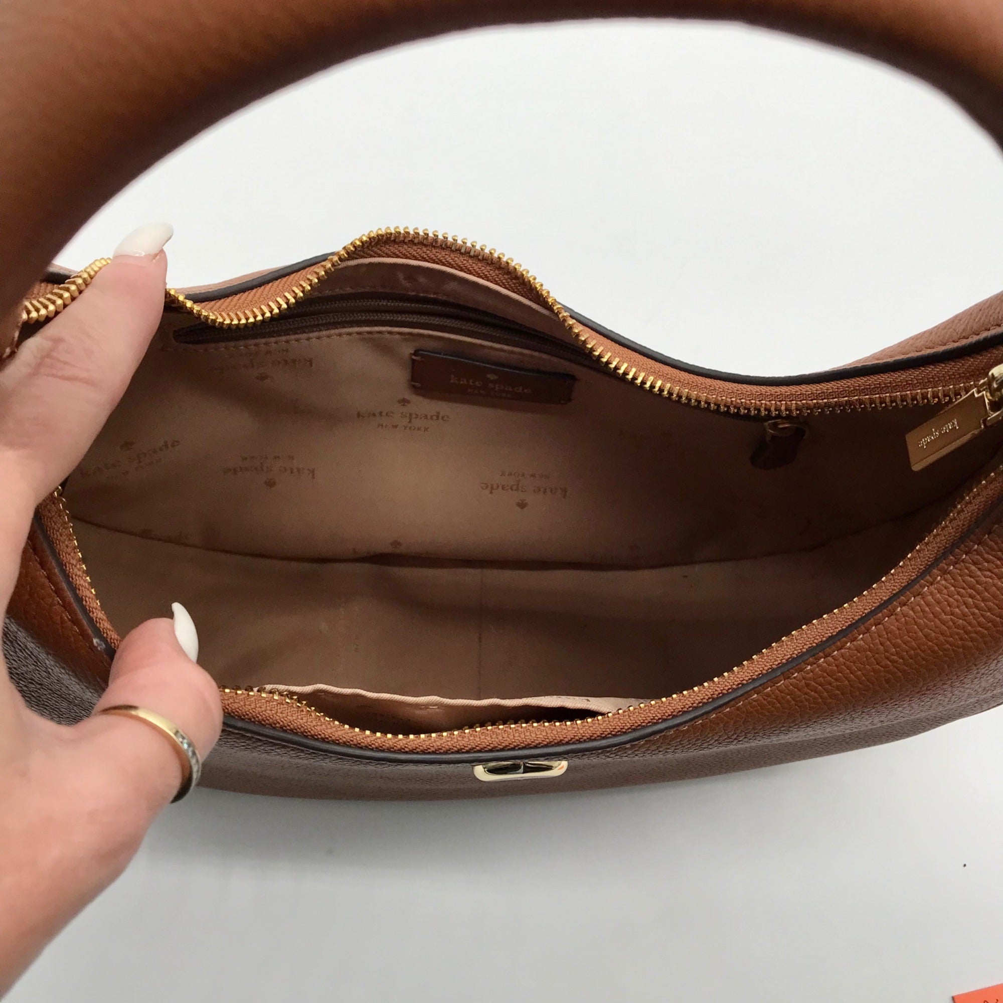 Kate Spade Brown Pebbled Leather Kayla Crescent Shoulder Bag