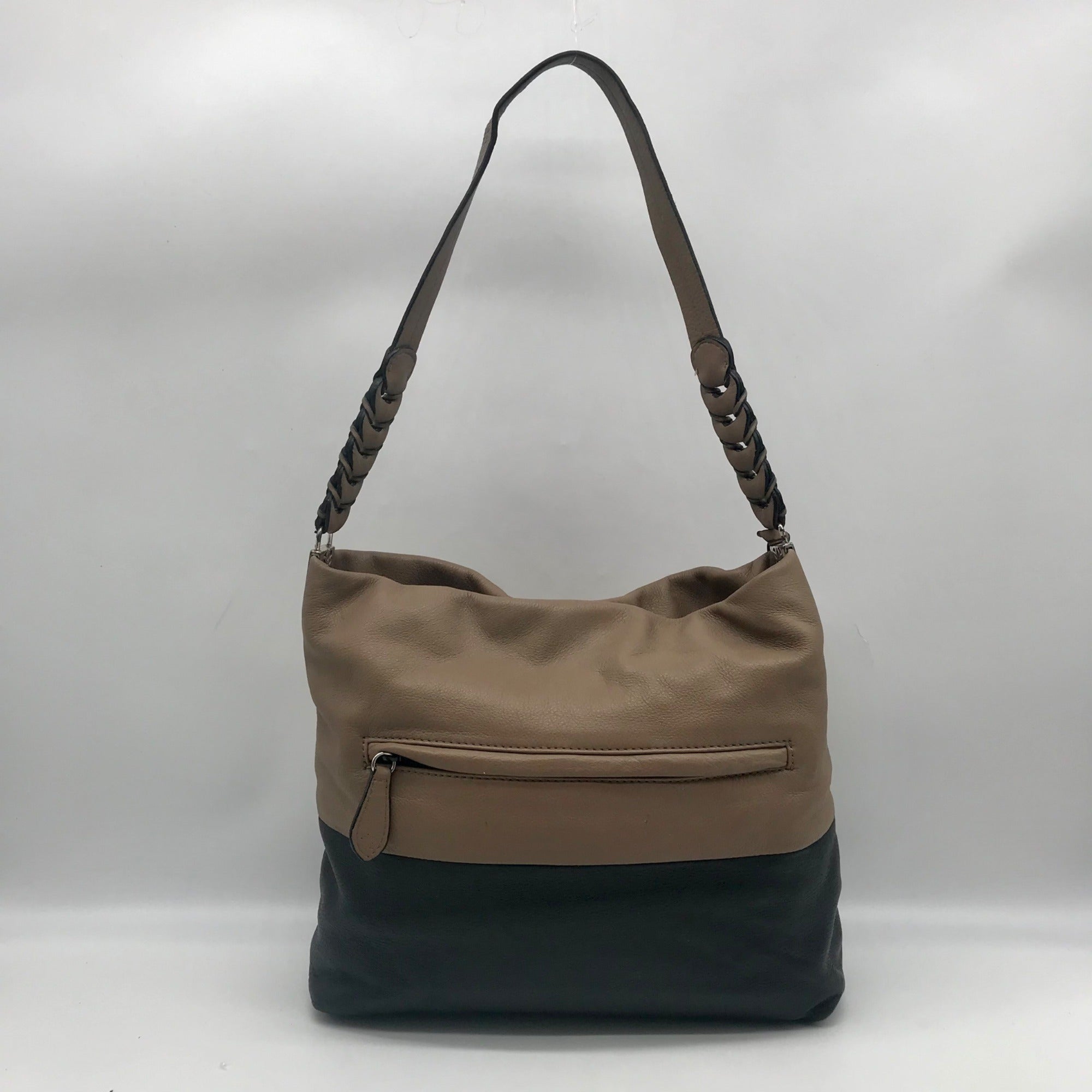 Brighton Brown &amp; Black Leather Color-block Shoulder Bag