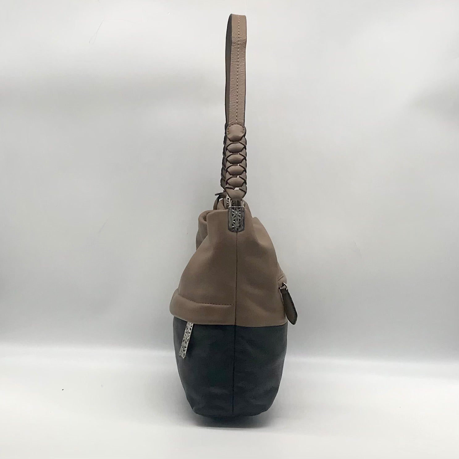 Brighton Brown &amp; Black Leather Color-block Shoulder Bag