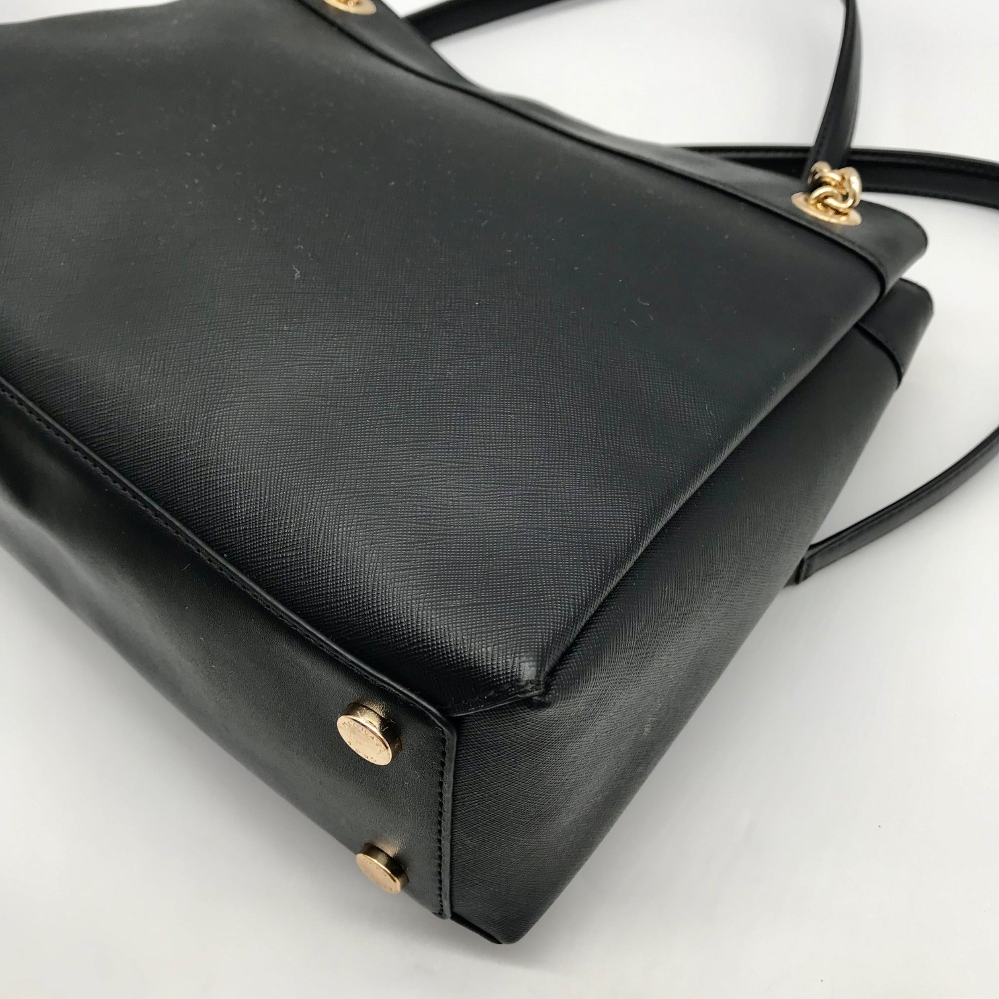 Michael Kors Black Saffiano Leather Lori Chain Tote Bag