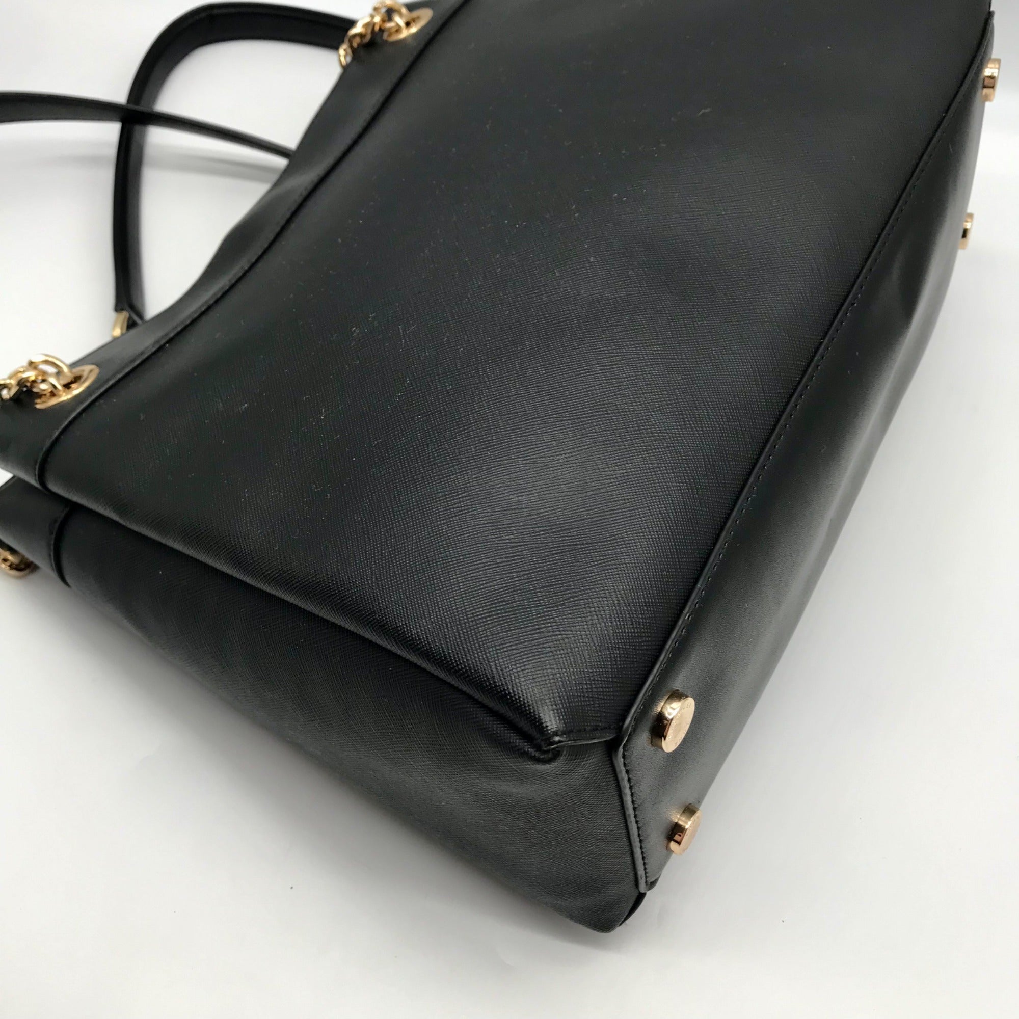 Michael Kors Black Saffiano Leather Lori Chain Tote Bag