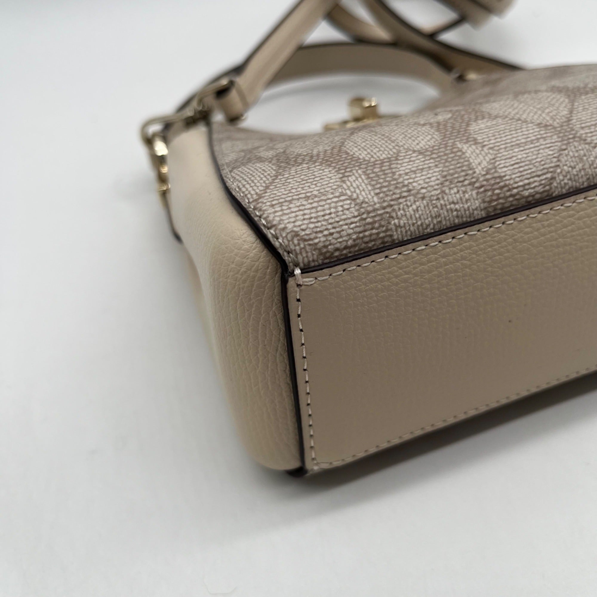 Kate Spade Dark Beige Spade Flower PVC Mini Top Handle Crossbody