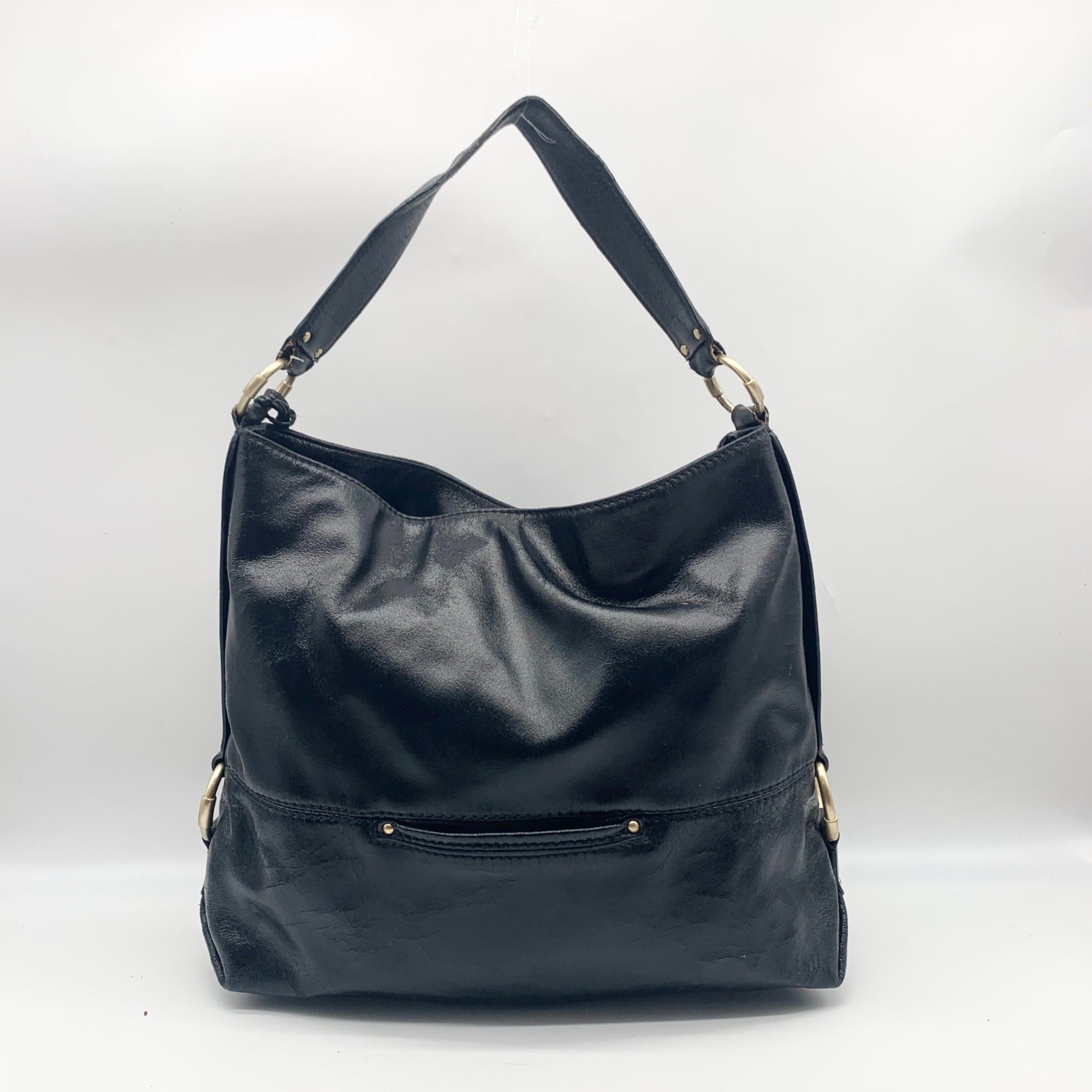 Michael Kors Black Patent Leather Austin Slouchy Bag