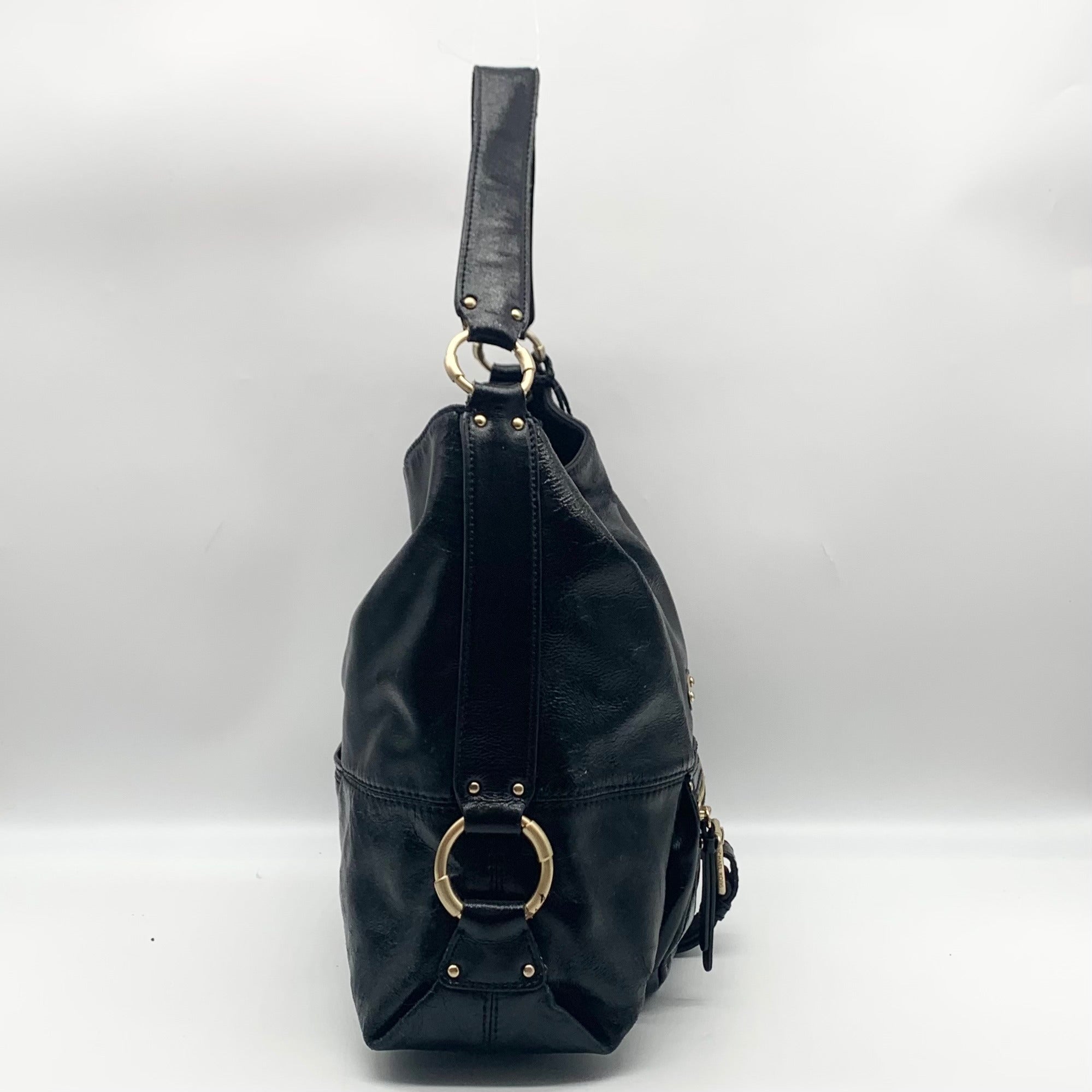 Michael Kors Black Patent Leather Austin Slouchy Bag