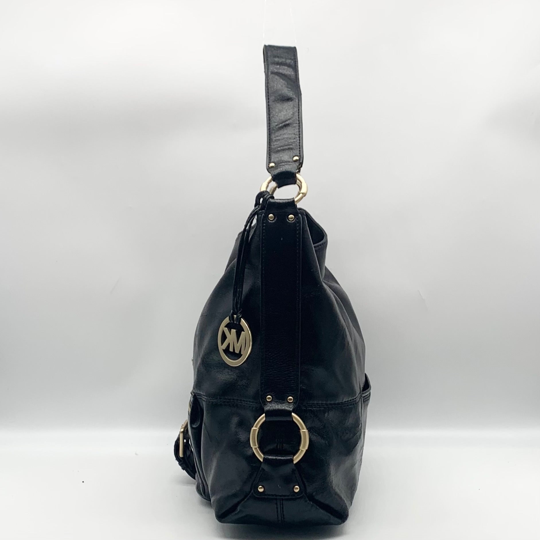 Michael Kors Black Patent Leather Austin Slouchy Bag