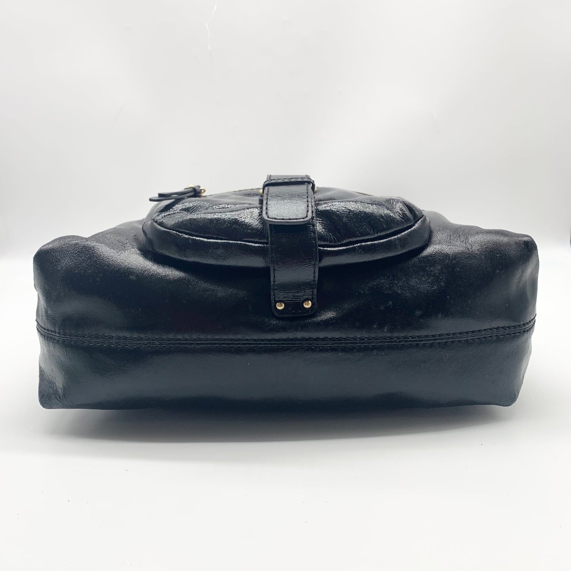 Michael Kors Black Patent Leather Austin Slouchy Bag