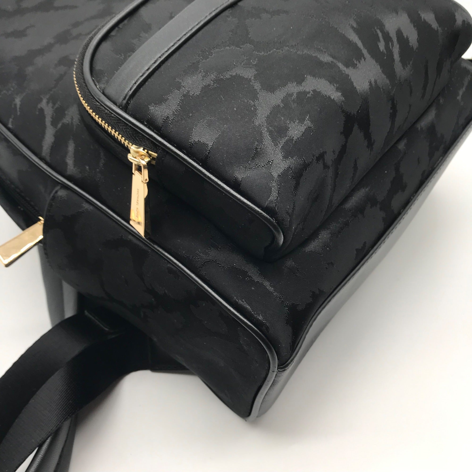 Michael Kors Black Nylon Leopard Print Bex Backpack