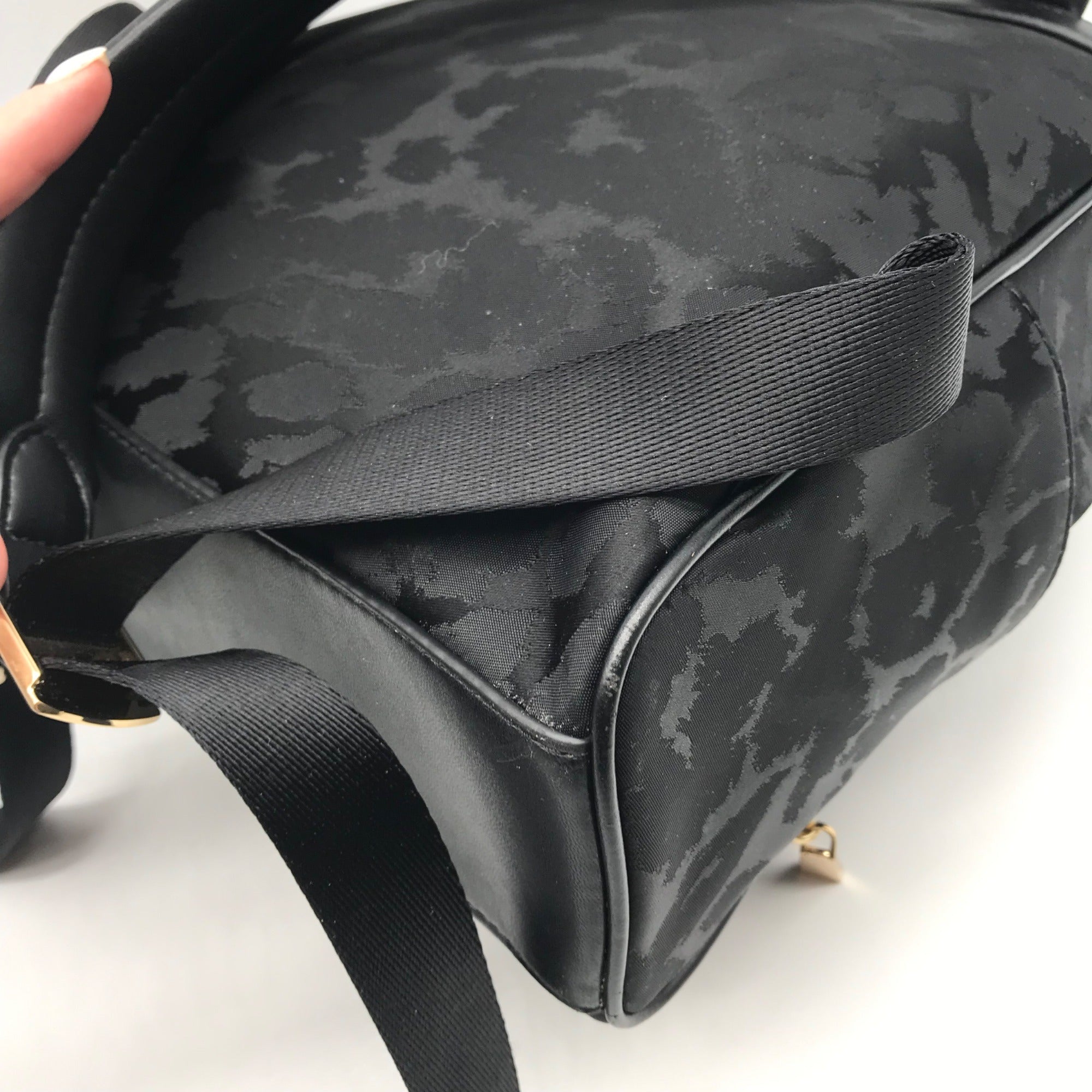 Michael Kors Black Nylon Leopard Print Bex Backpack