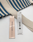 Aqua Blue & White Striped Cotton Canvas Tote Bag